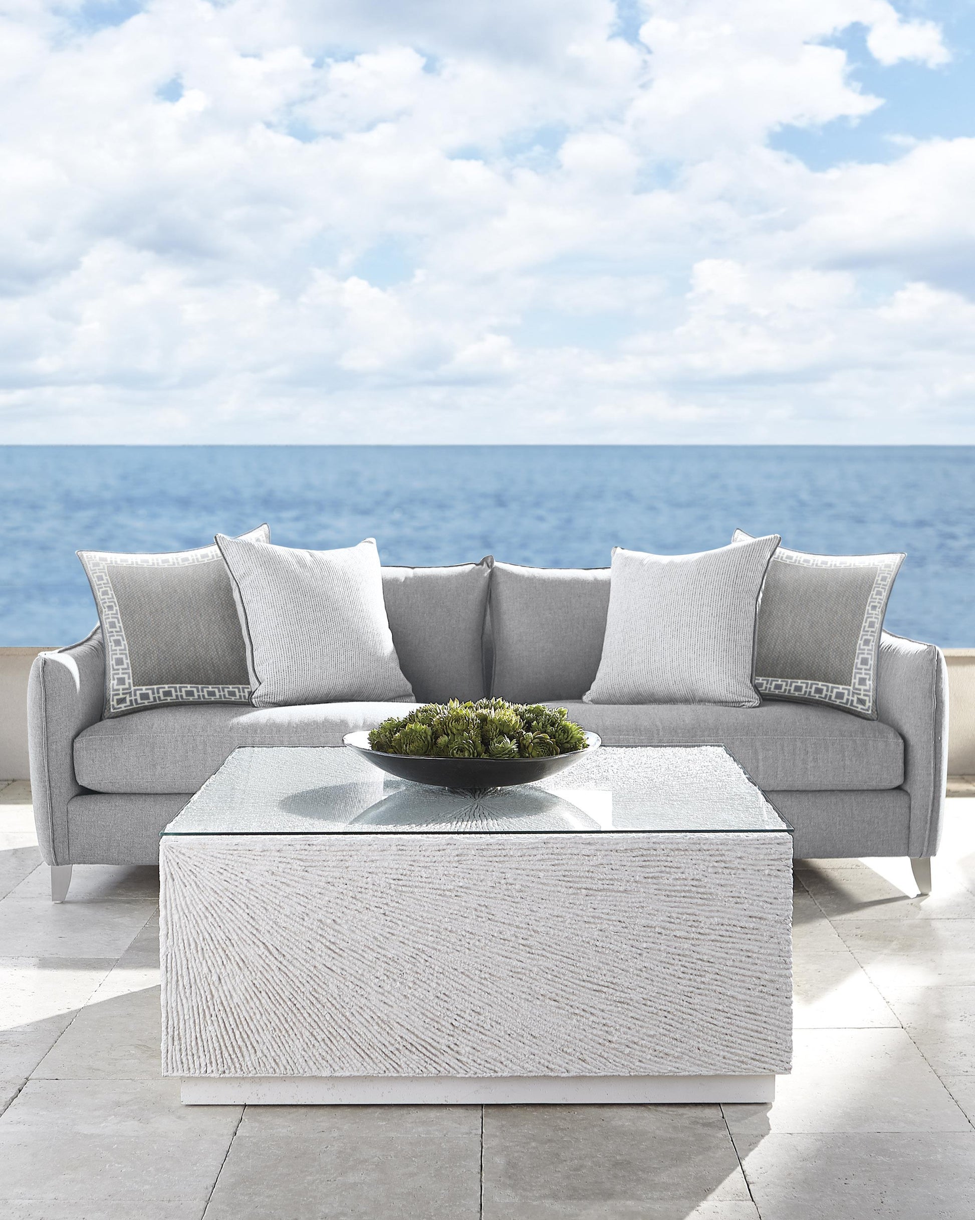 Tenerife Glass/White Outdoor Cocktail Table - Ornate Home