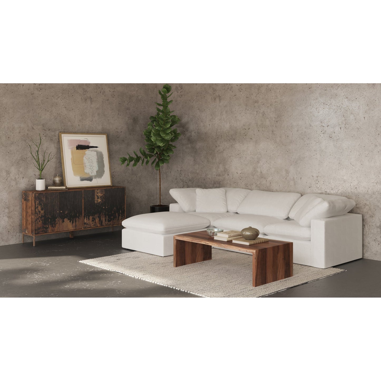 Terra Cream White Condo Ottoman - Ornate Home