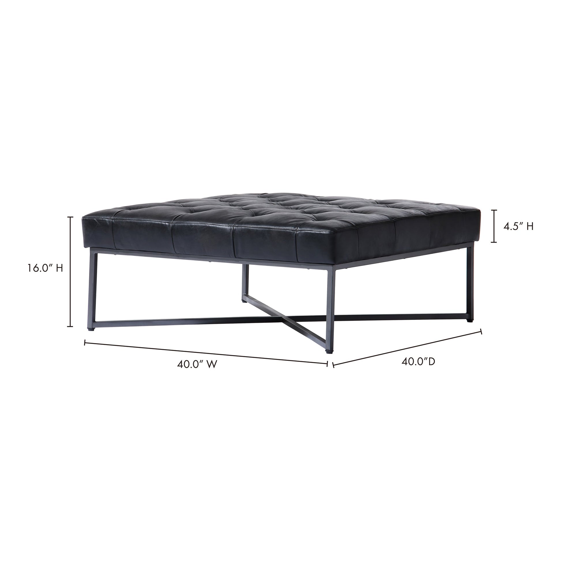 Thad Black Ottoman - Ornate Home