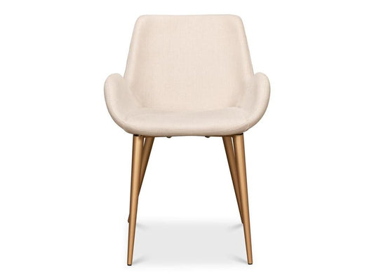 Thao White Linen Gold Legs Chair - Ornate Home