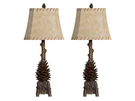 The Standing Pinecone Brown Table Lamp (Set of 2) - Ornate Home
