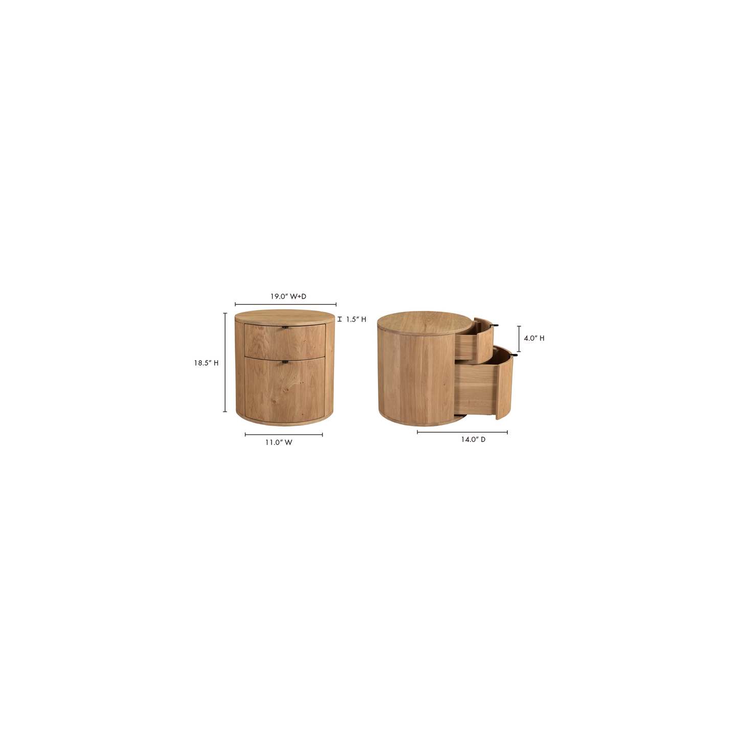 Theo Natural Two Drawer Nightstand - Ornate Home