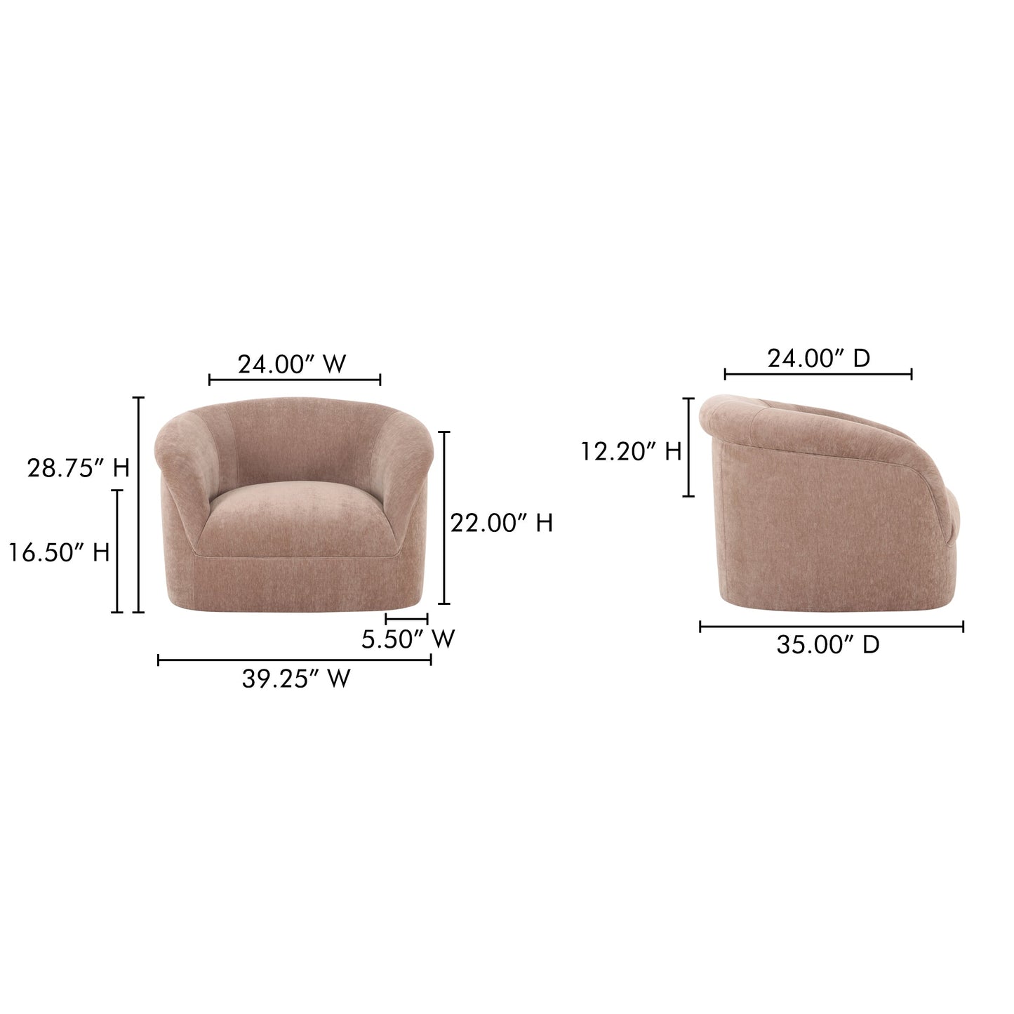 Thora Blush Lounge Chair - Ornate Home