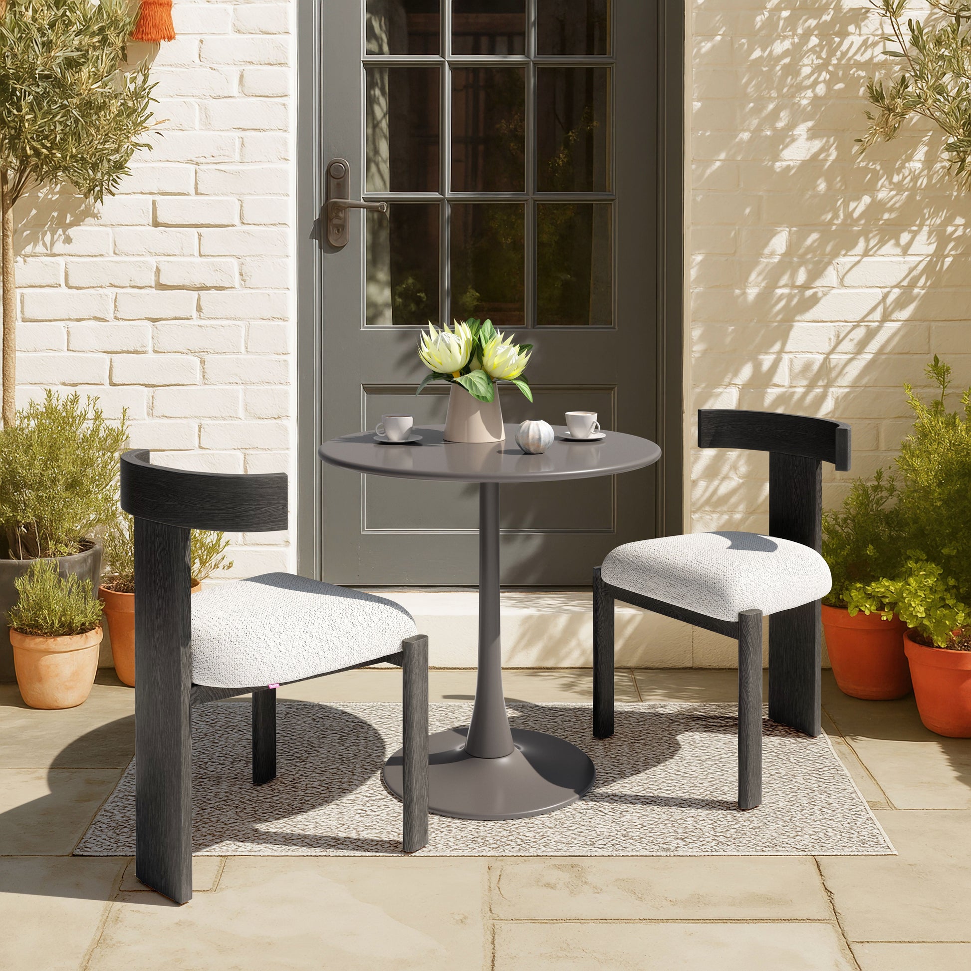 Tiana Black & Beige Outdoor Dining Chair - Ornate Home