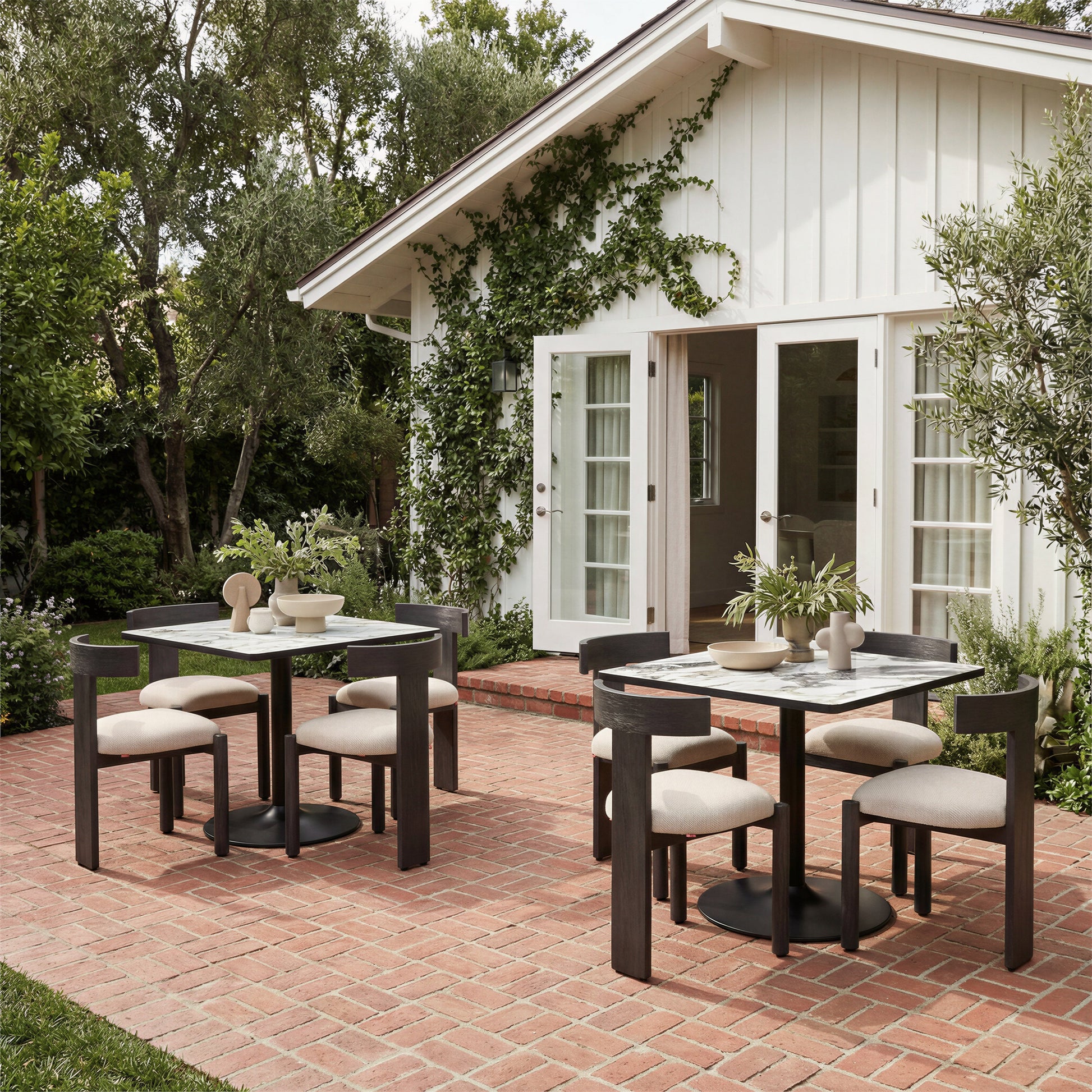 Tiana Black & Beige Outdoor Dining Chair - Ornate Home