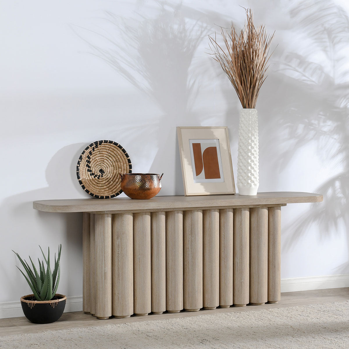 Tiber Whitewash Console Table - Ornate Home