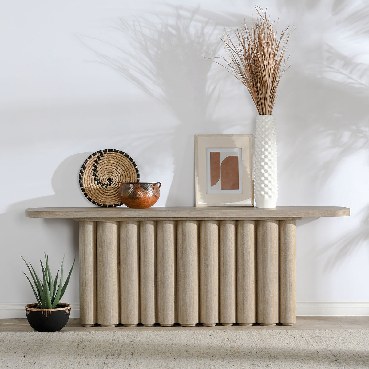 Tiber Whitewash Console Table - Ornate Home