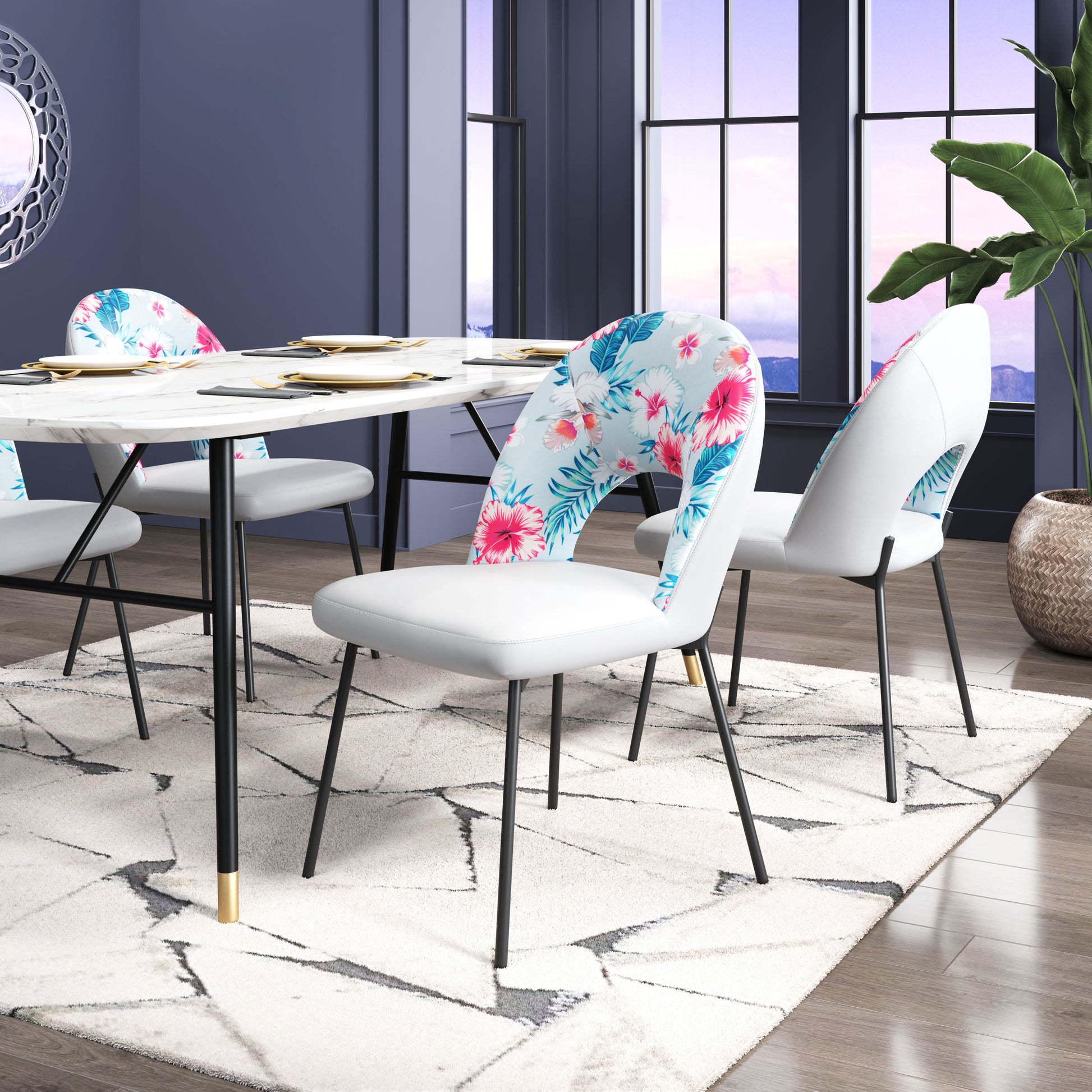 Torrey Gray Dining Chair (Set of 2) Multicolor Print & - Ornate Home
