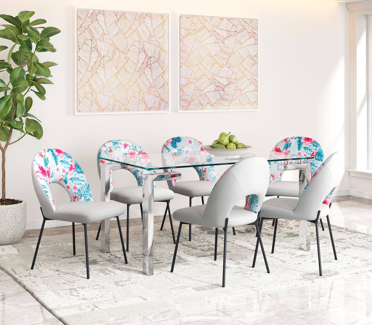 Torrey Gray Dining Chair (Set of 2) Multicolor Print & - Ornate Home