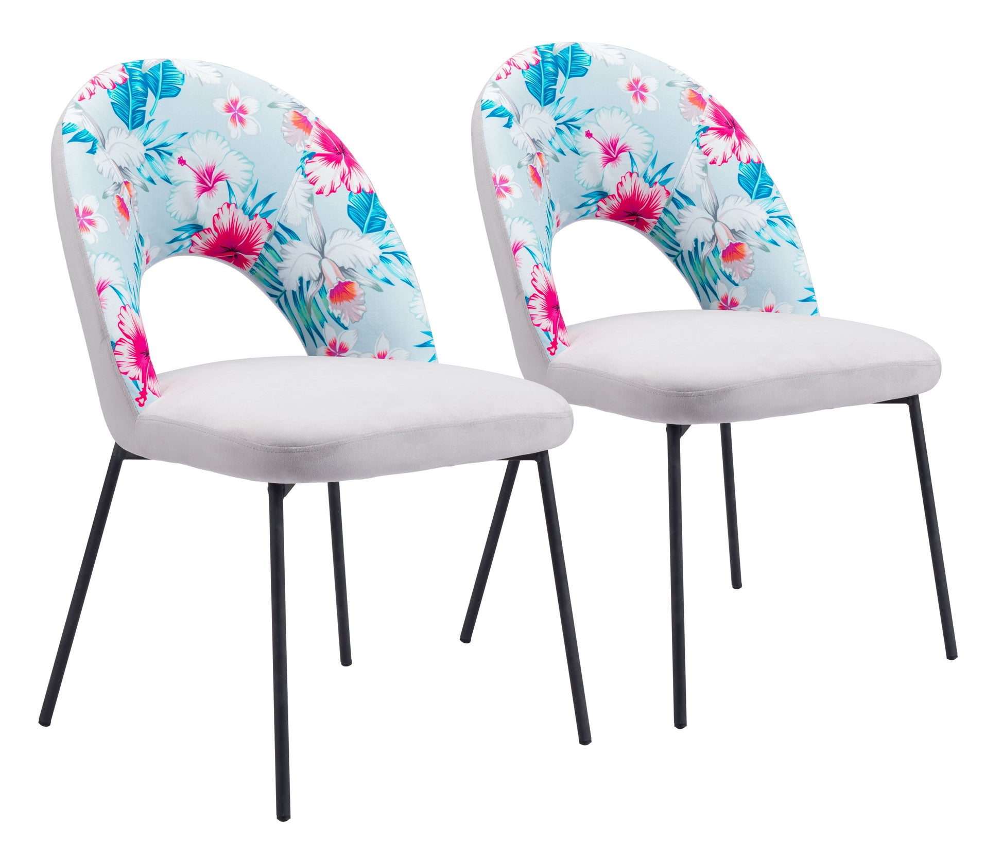 Torrey Gray Dining Chair (Set of 2) Multicolor Print & - Ornate Home