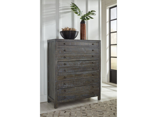 Townsend Solid Wood Five Drawer Chest in Gunmetal - Ornate Home