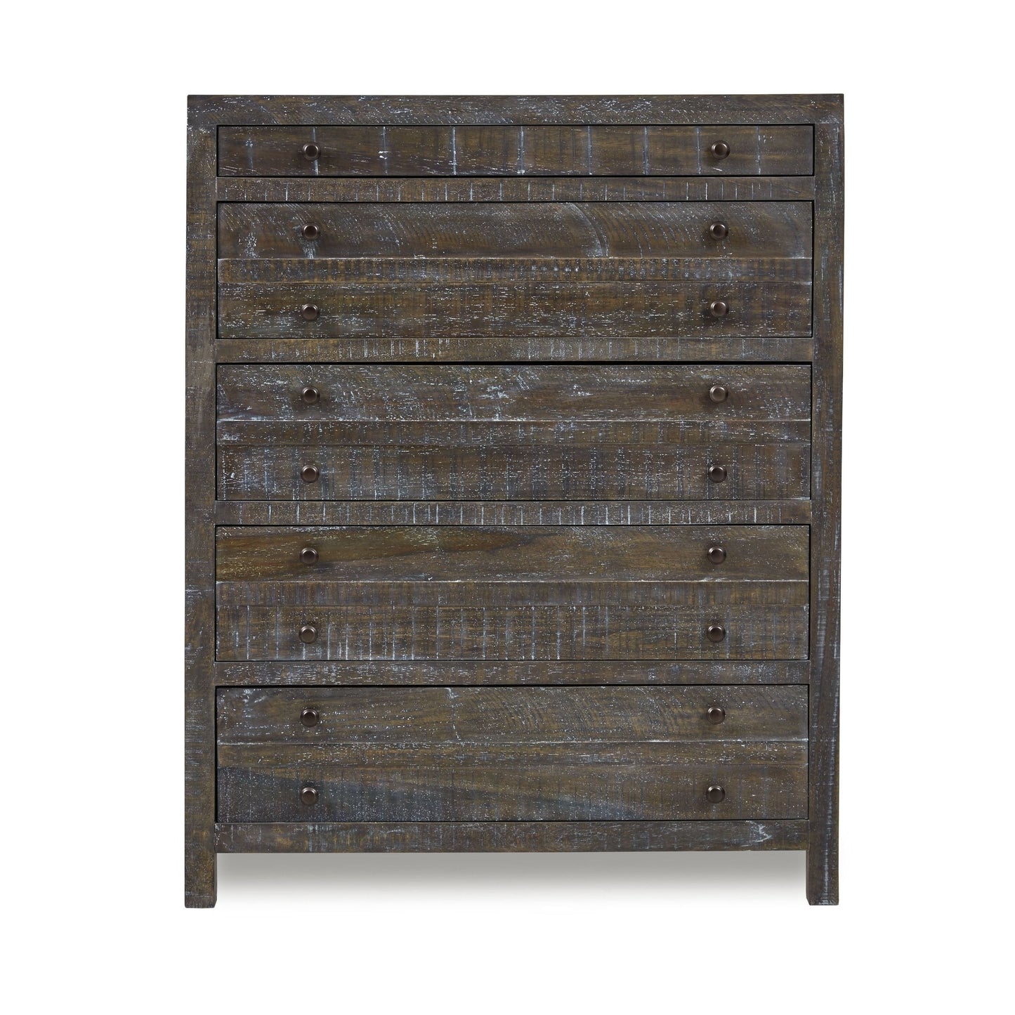Townsend Solid Wood Five Drawer Chest in Gunmetal - Ornate Home