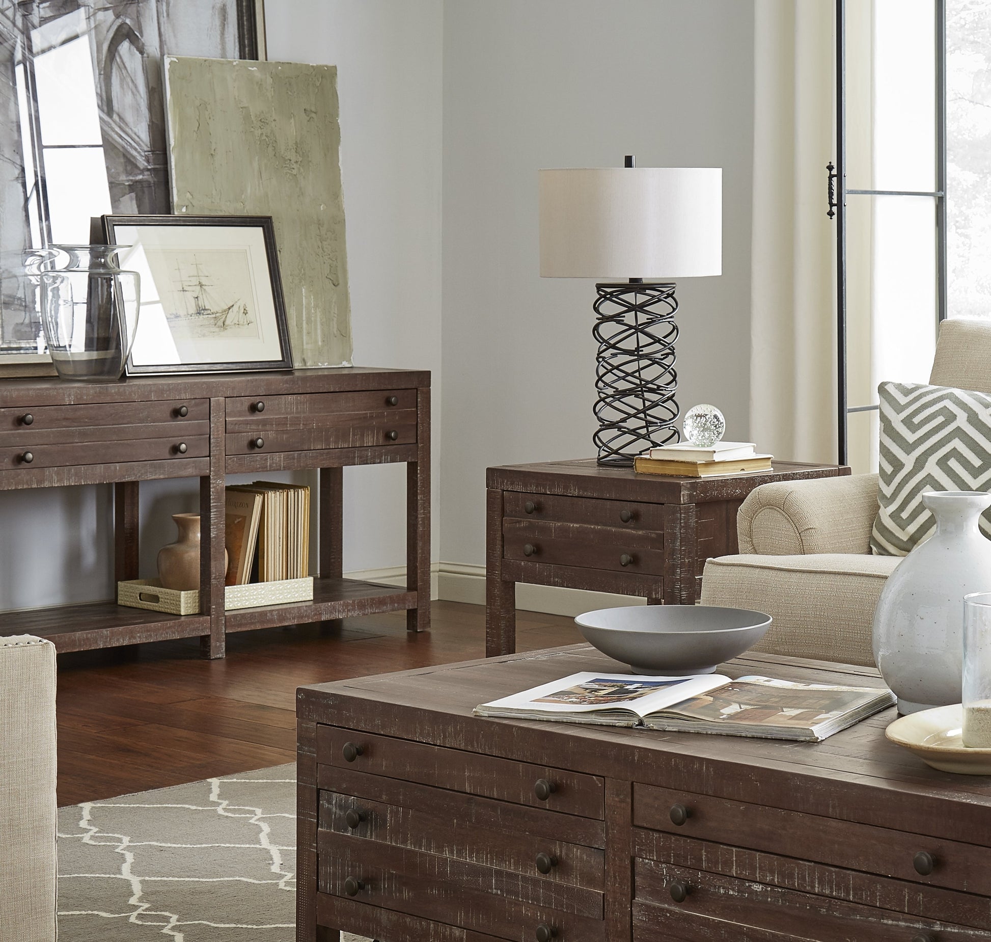 Townsend Solid Wood Side Table in Java - Ornate Home