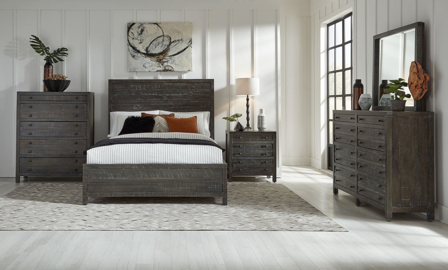 Townsend Solid Wood Three Drawer Nighstand in Gunmetal - Ornate Home
