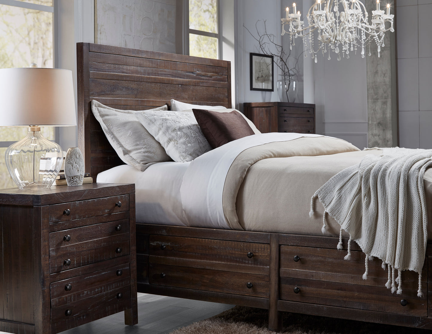 Townsend Three Drawer Solid Wood Nightstand in Java - Ornate Home