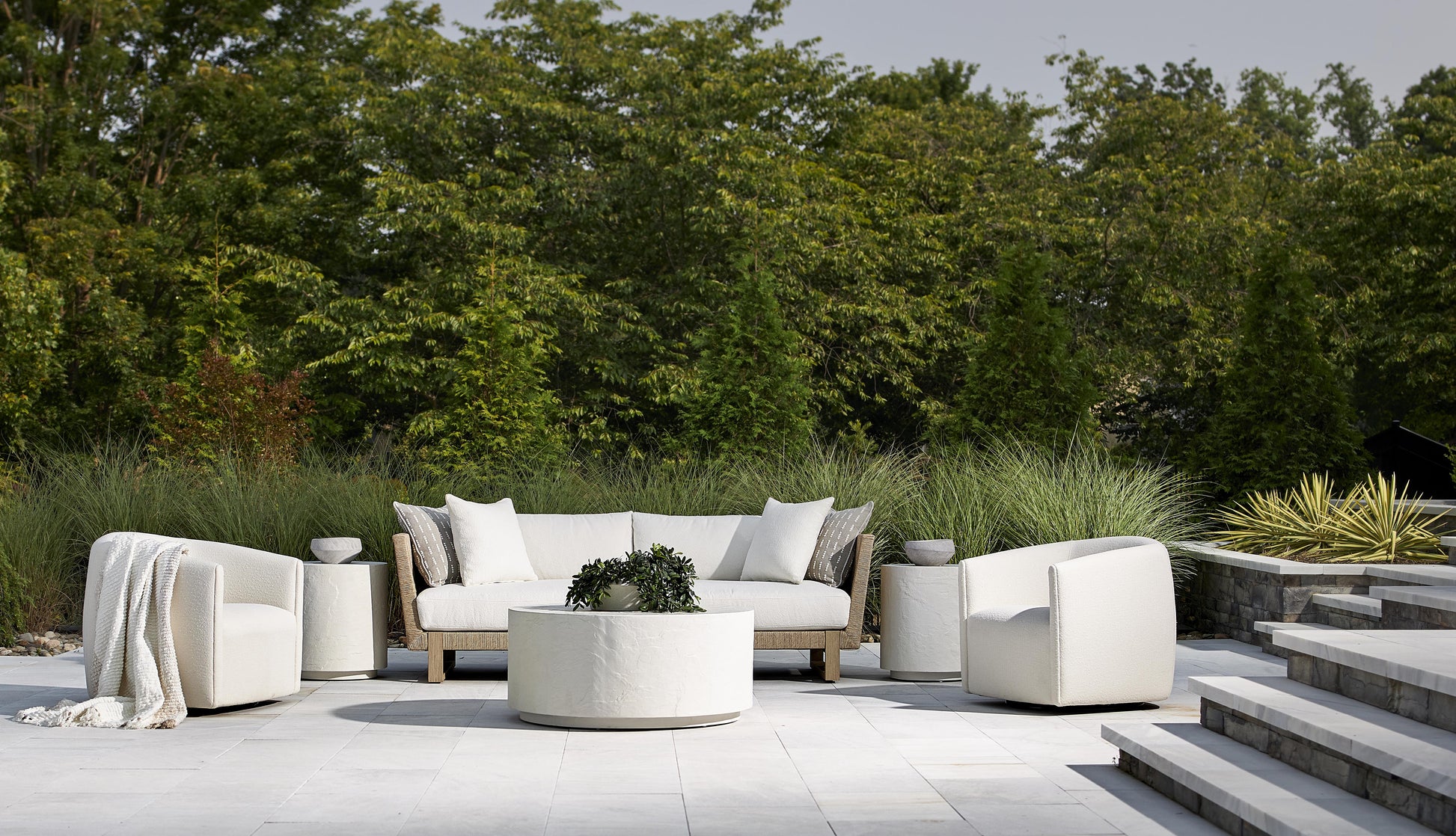 Trapani Smooth Quarry Outdoor Side Table - Ornate Home