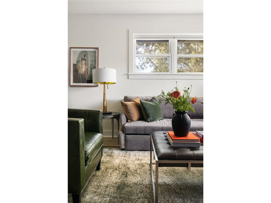 Travers Grey/Satin Pewter Cocktail Ottoman - Ornate Home