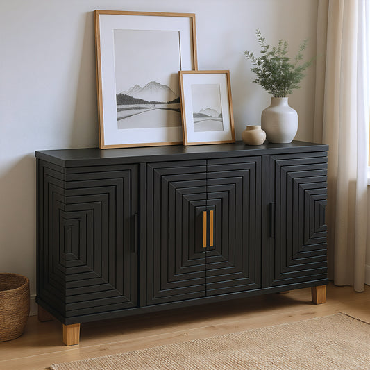 Trazo Black Cabinet - Ornate Home