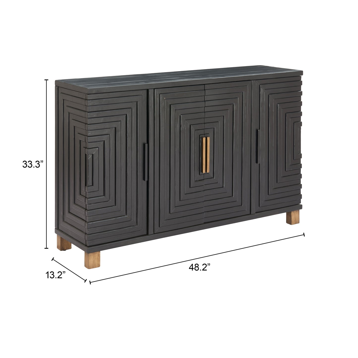 Trazo Black Cabinet - Ornate Home