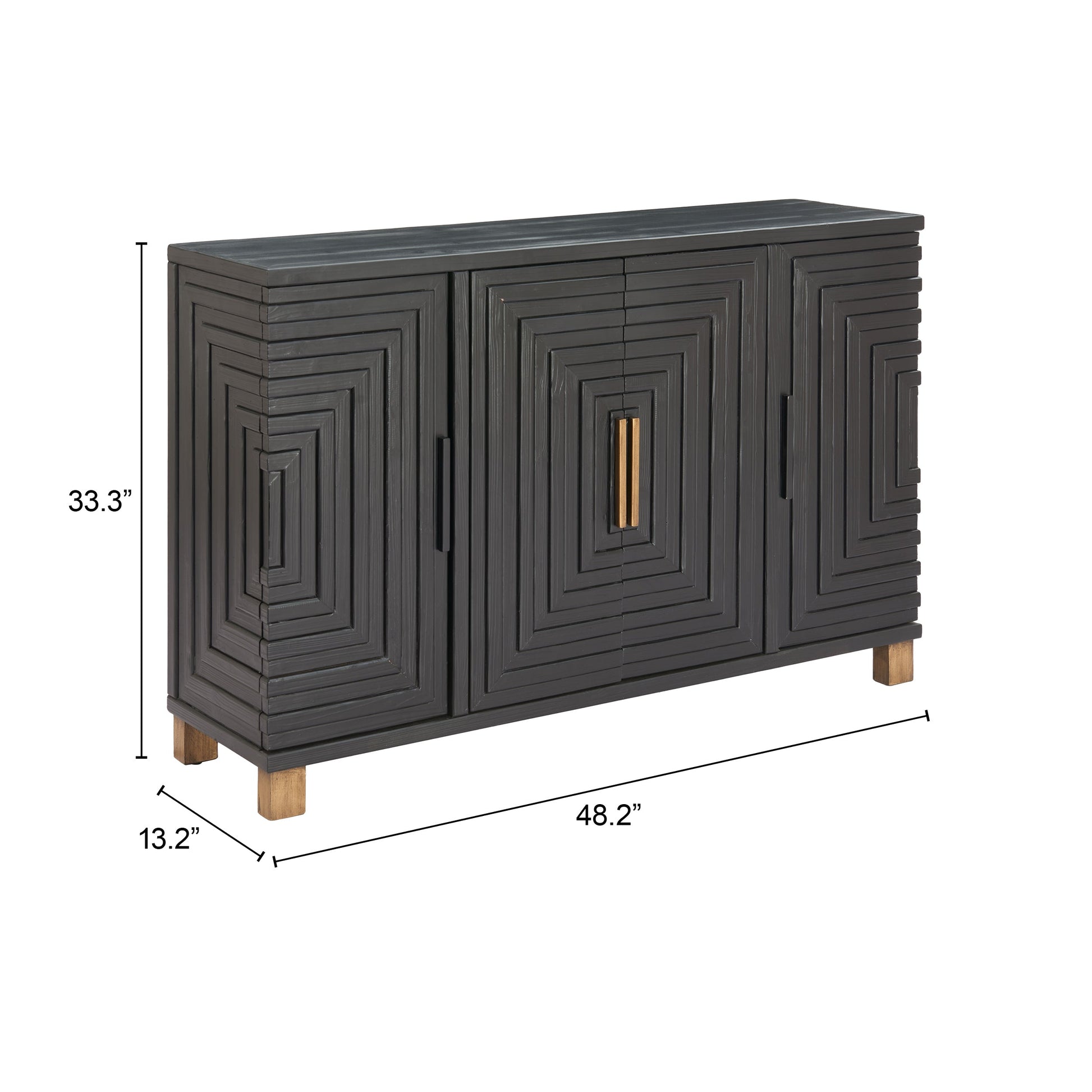 Trazo Black Cabinet - Ornate Home