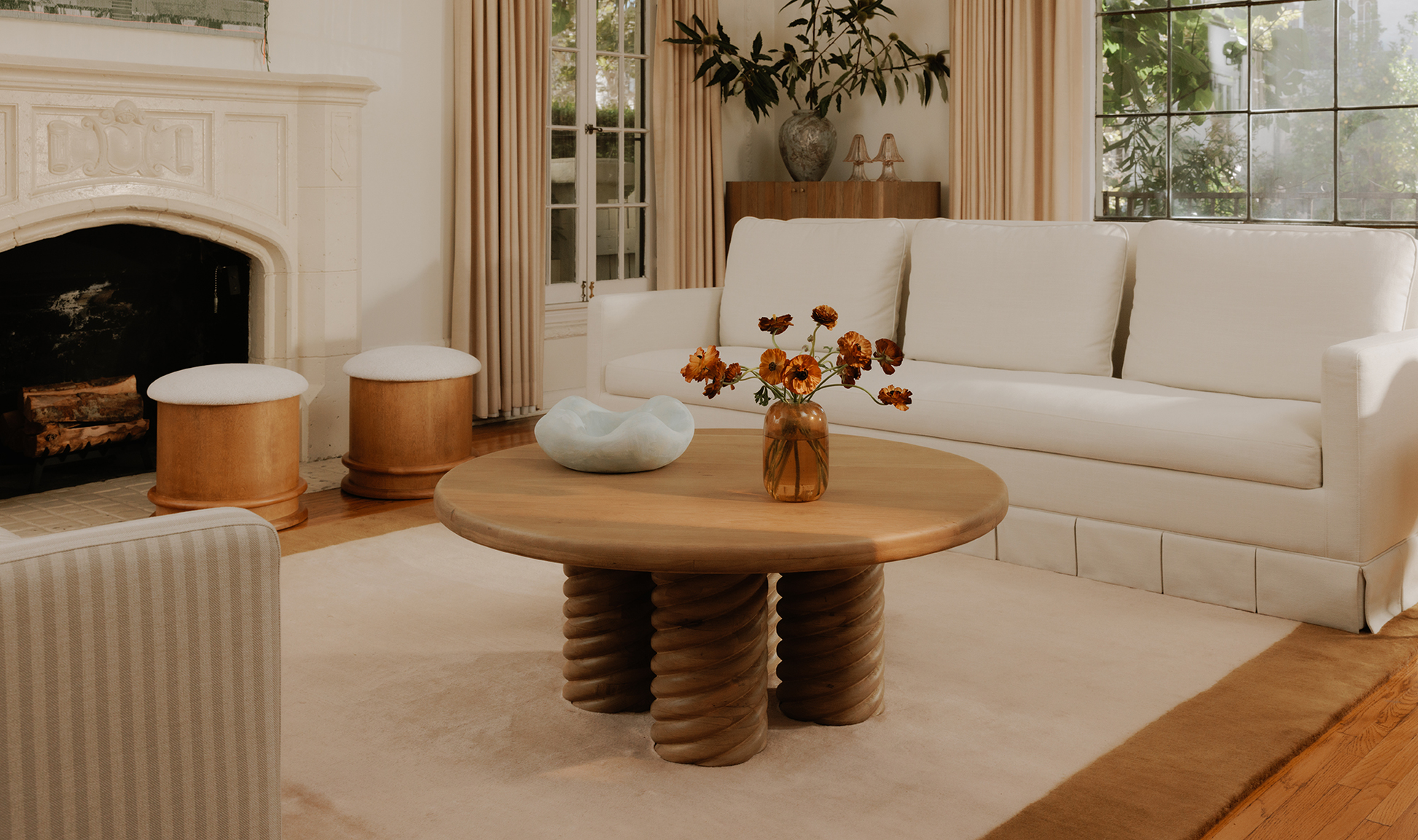 Treccia Oak Round Coffee Table Oak - Ornate Home