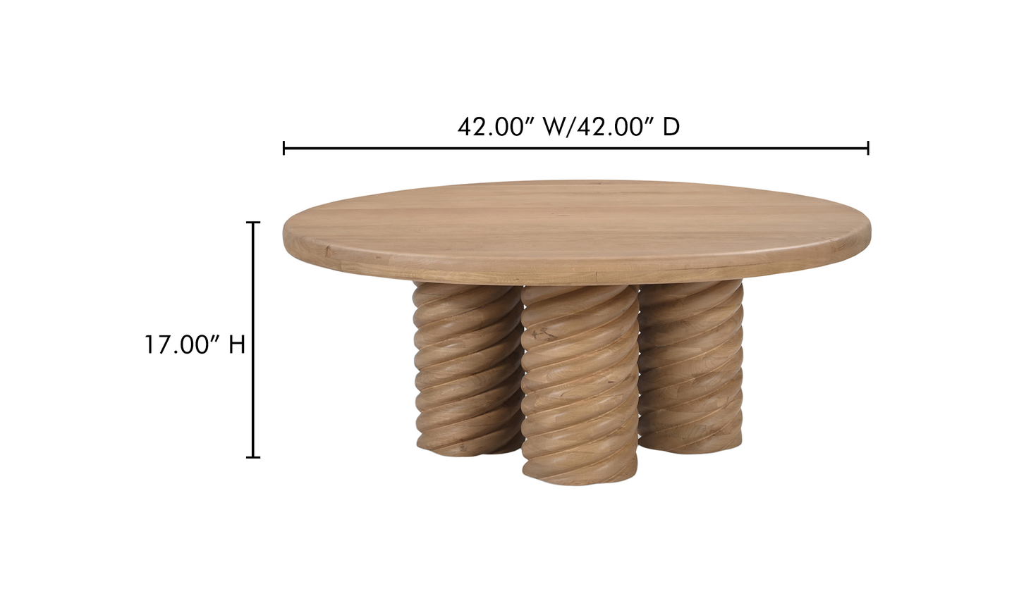 Treccia Oak Round Coffee Table Oak - Ornate Home