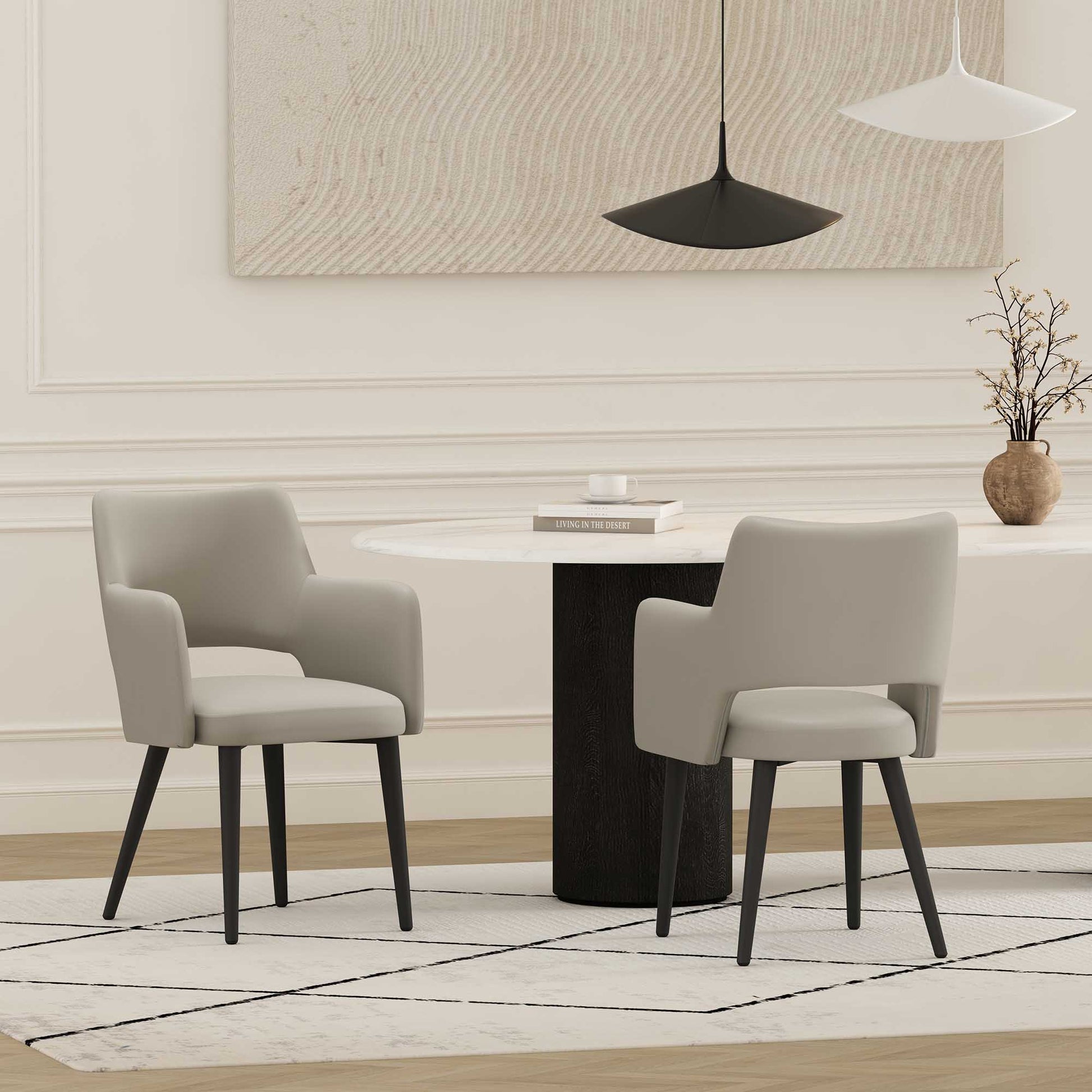 Tremont Dining Arm Chair in Stone (set of 2) - Ornate Home
