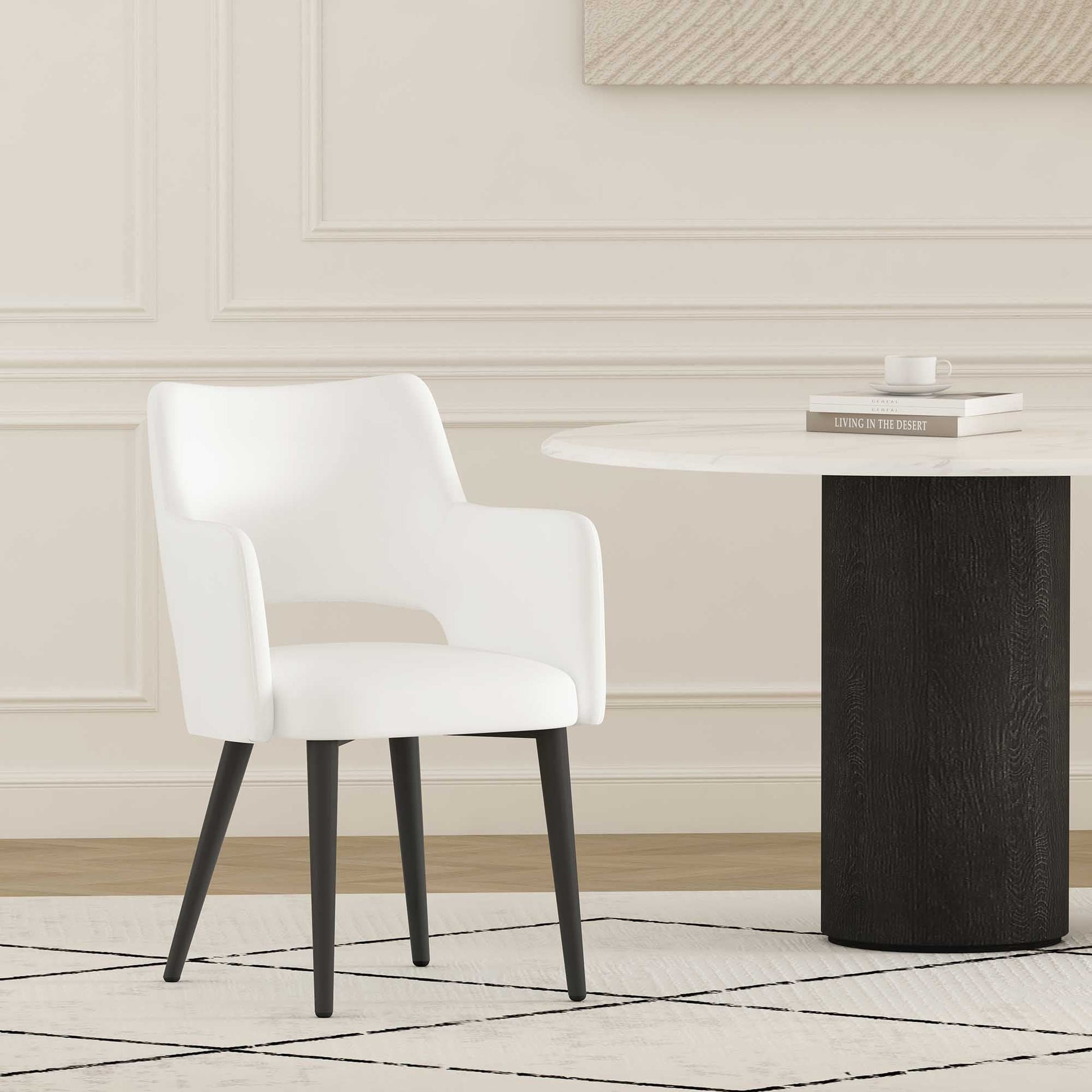 Tremont Dining Arm Chair in White - Ornate Home
