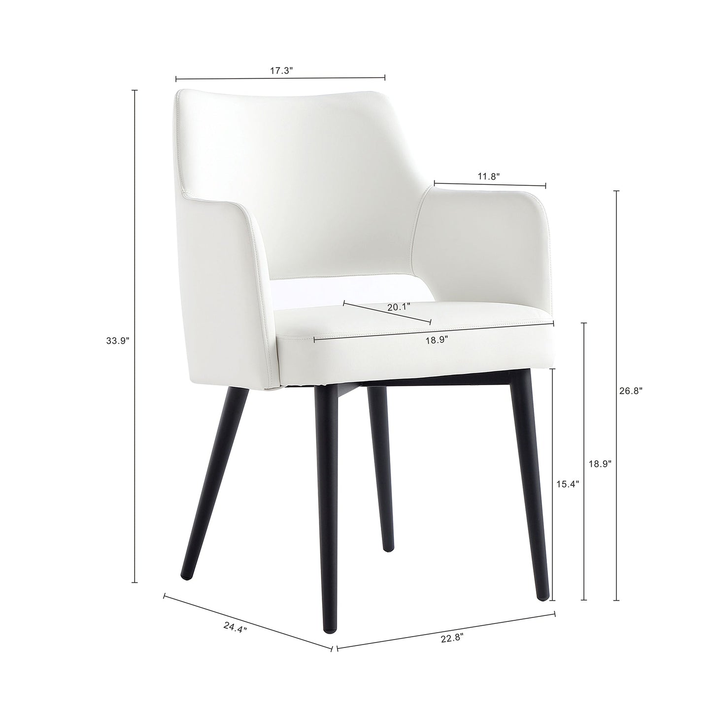 Tremont Dining Arm Chair in White (set of 2) - Ornate Home
