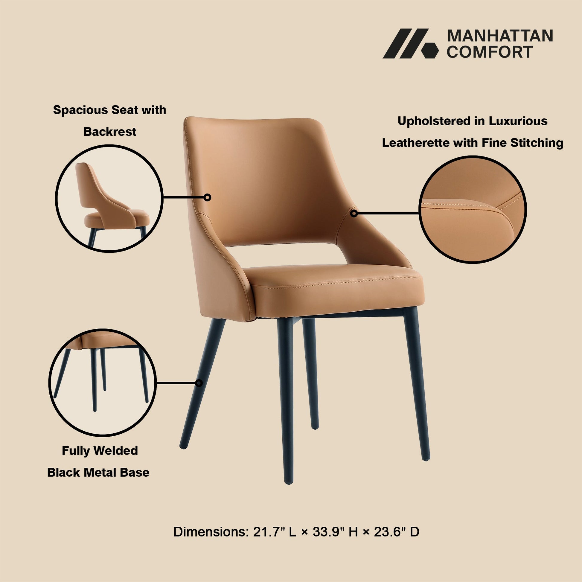 Tremont Dining Chair in Saddle - Ornate Home