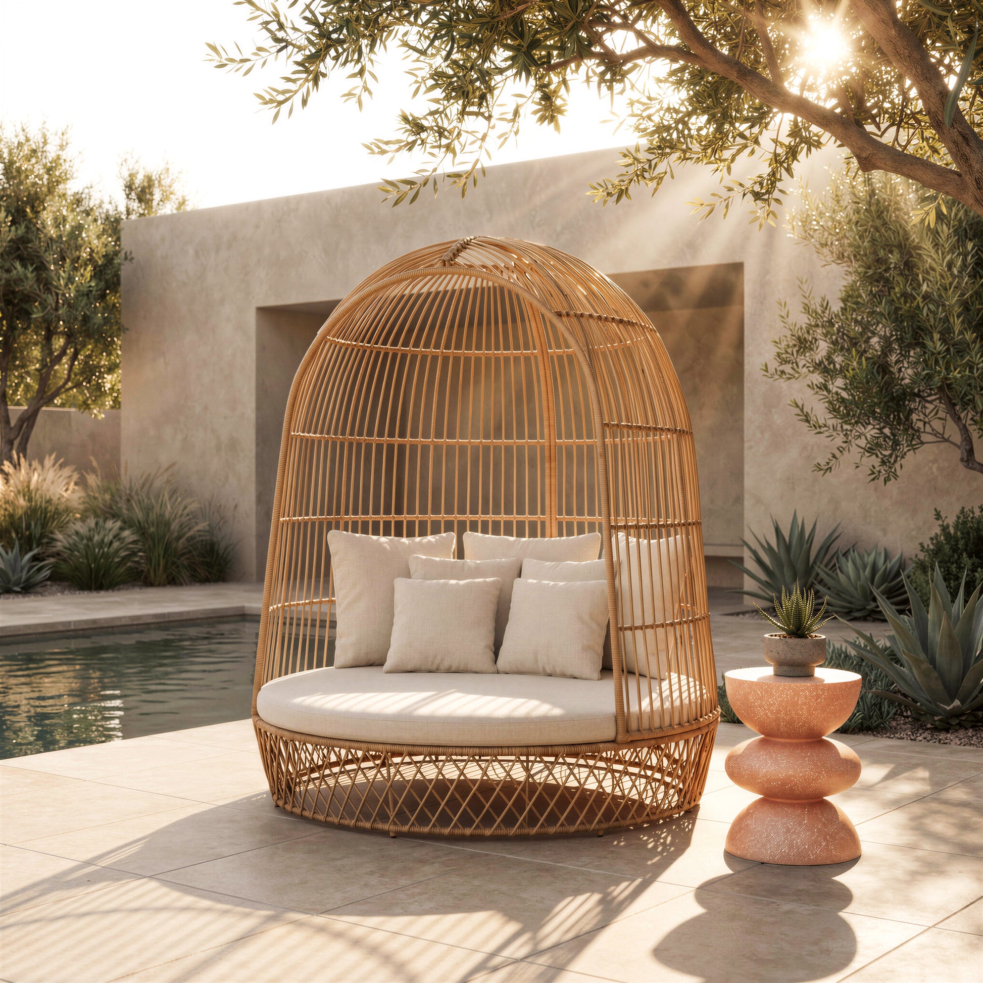 Tressa Terracotta Outdoor Side Table - Ornate Home