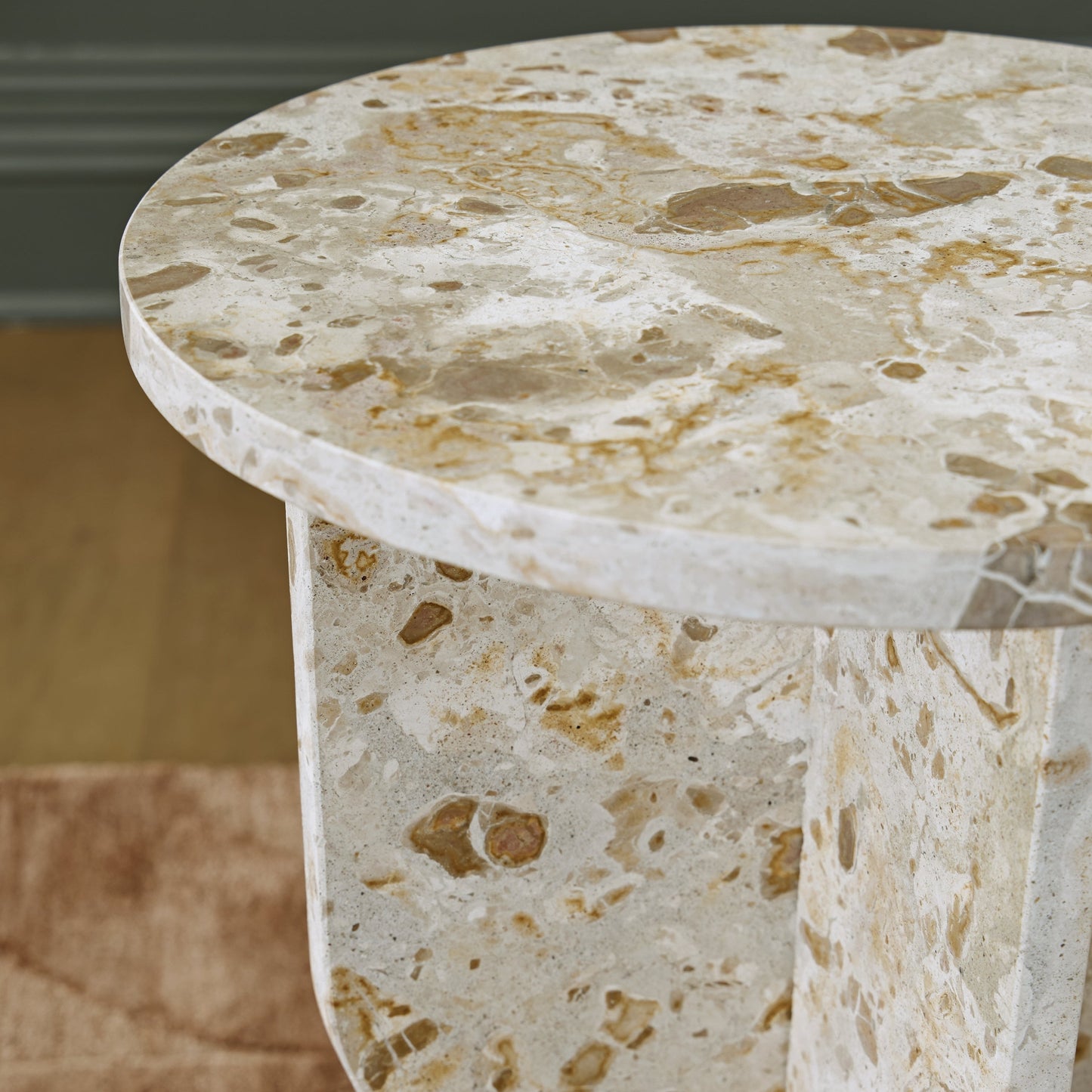 Treygan Beige Accent Table- Viva Furn