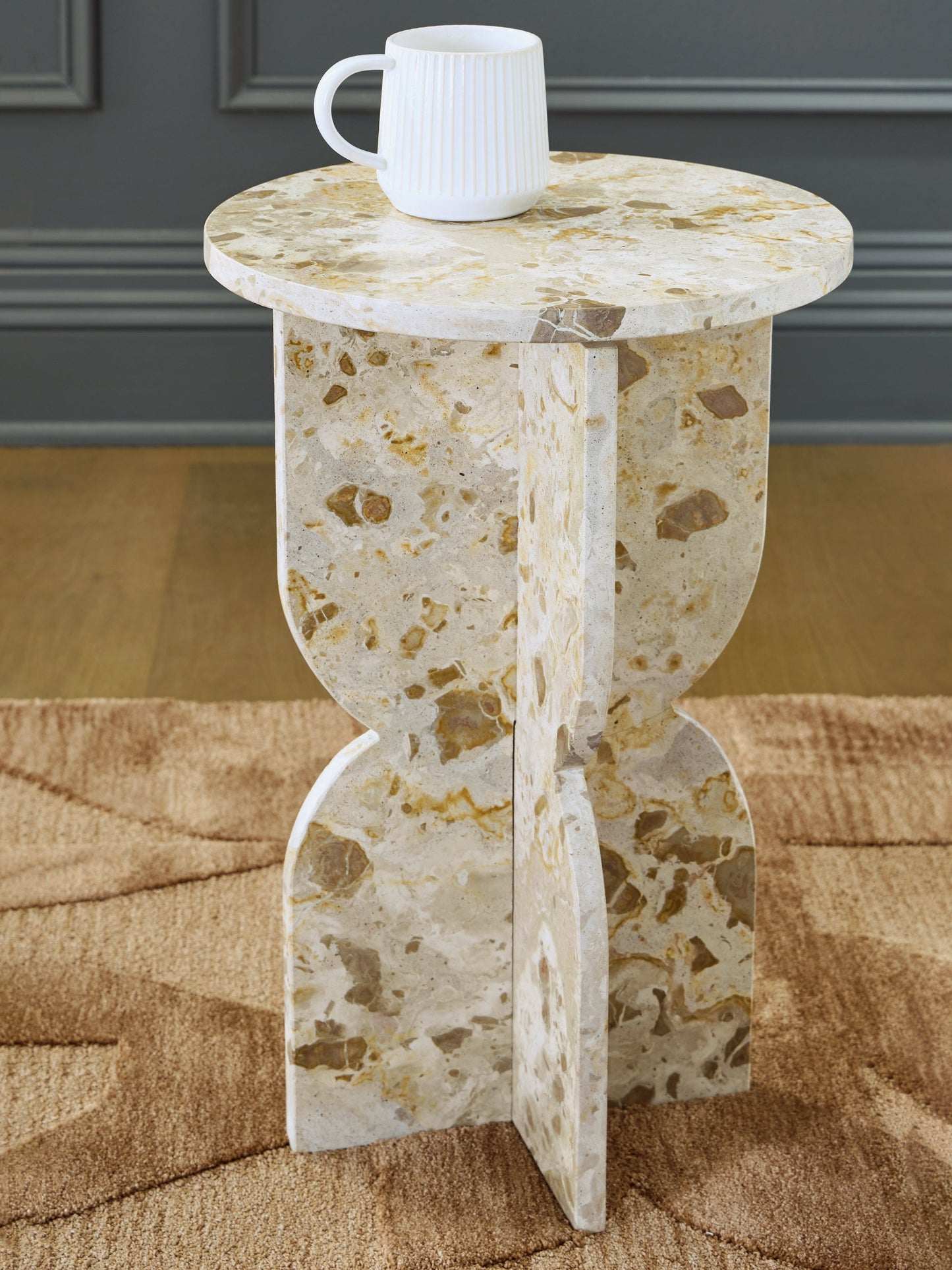 Treygan Beige Accent Table- Viva Furn