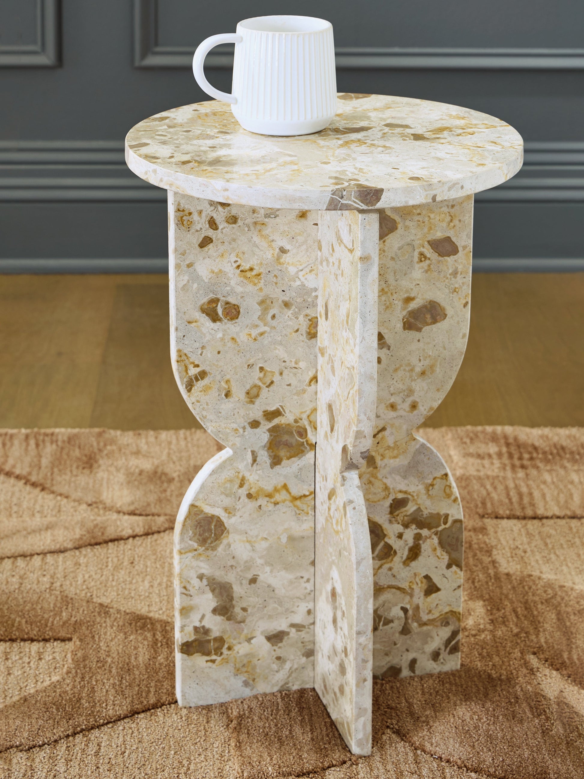 Treygan Beige Accent Table- Viva Furn