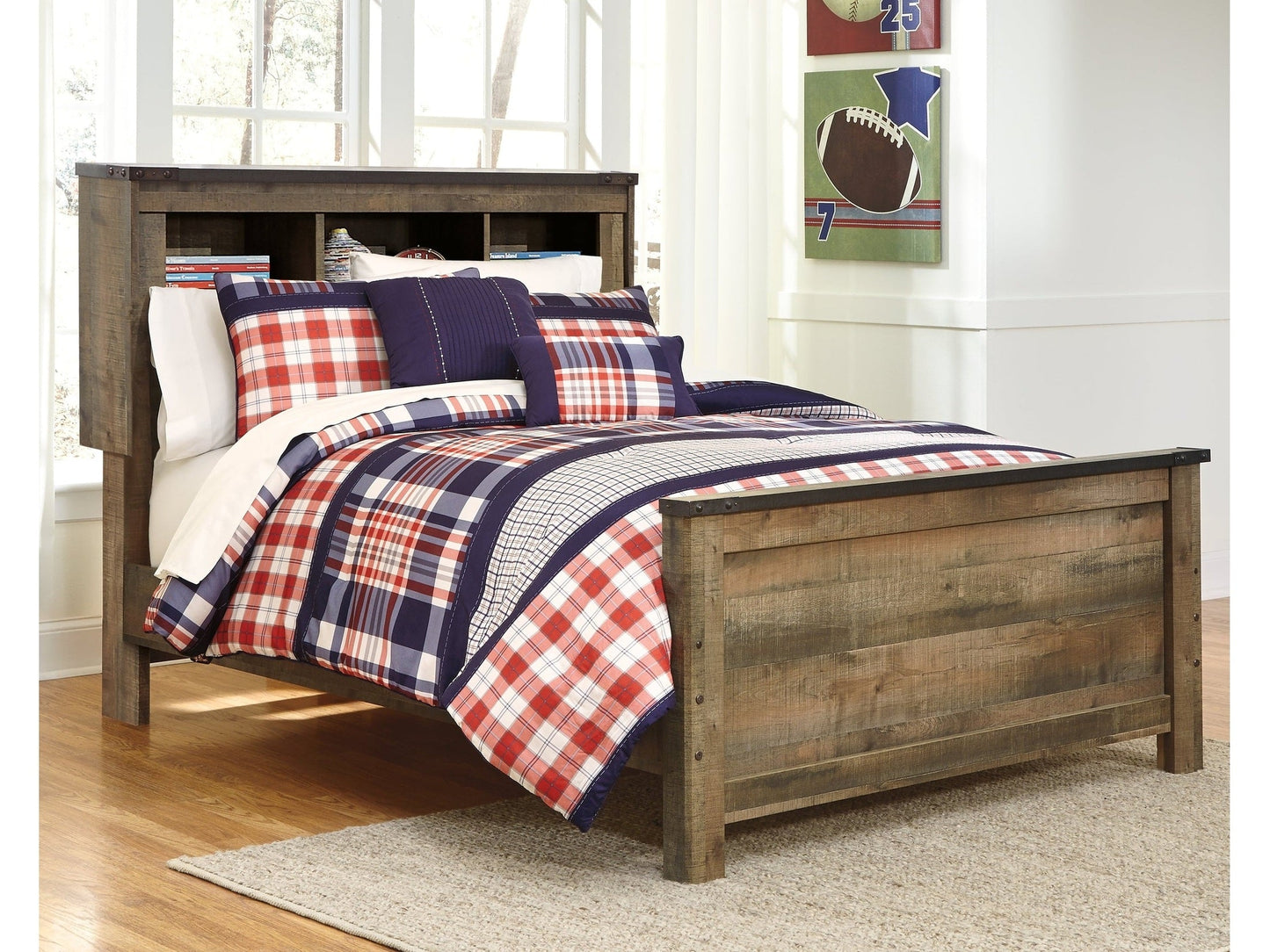 Trinell Brown Full Bookcase Panel Youth Bed- Viva Furn
