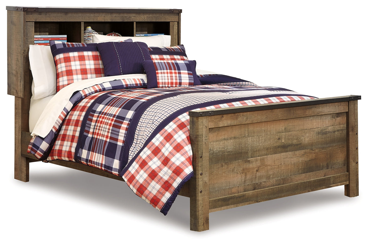 Trinell Brown Full Bookcase Panel Youth Bed- Viva Furn
