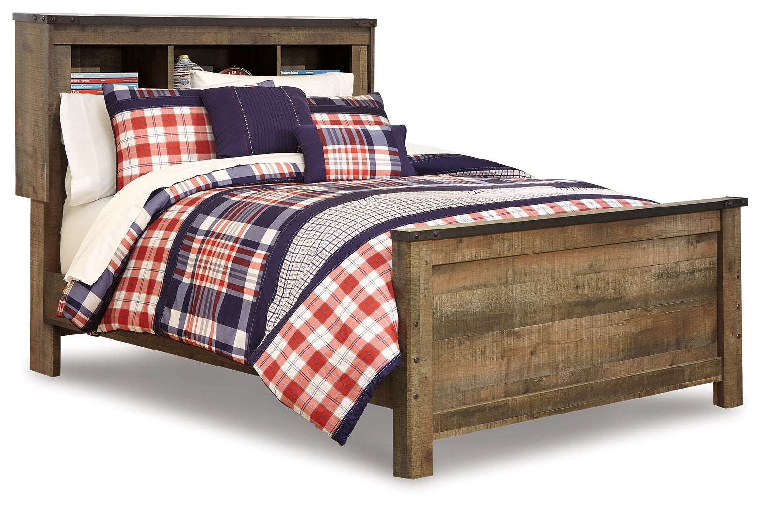 Trinell Brown Full Bookcase Panel Youth Bed- Viva Furn