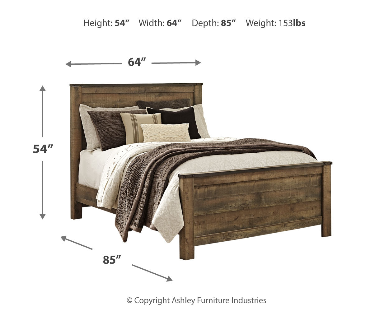 Trinell Brown Queen Panel Bed & Dresser & Mirror & Nightstand (Online Special Price)- Viva Furn