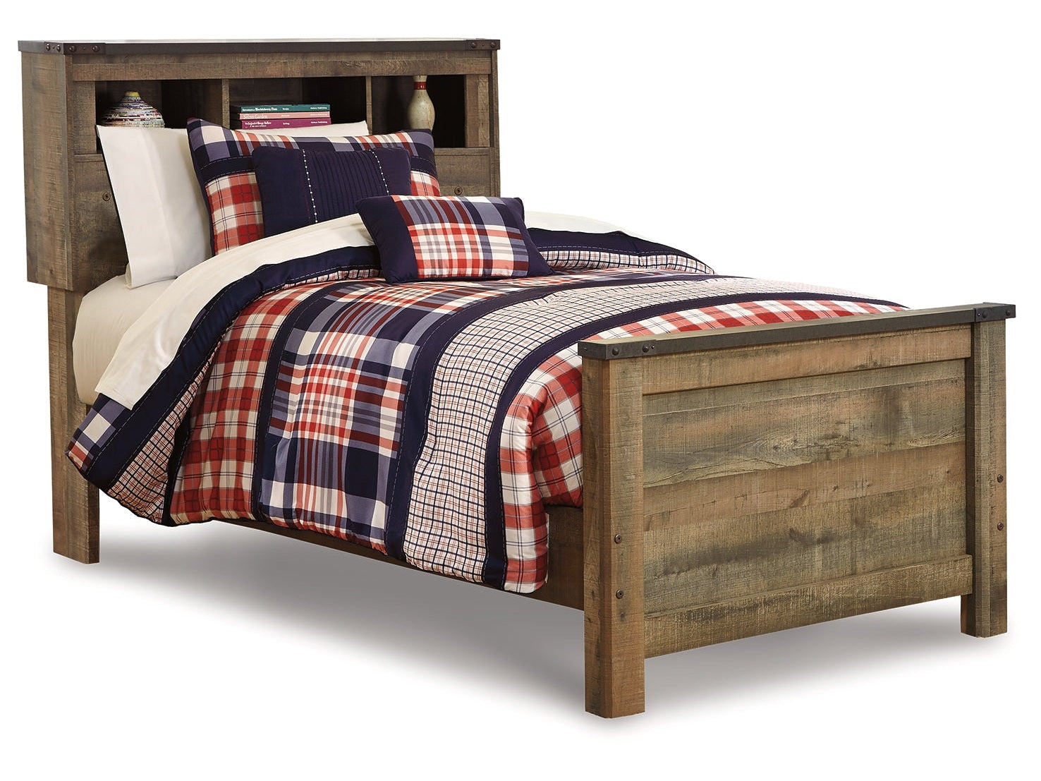 Trinell Brown Twin Bookcase Bed- Viva Furn