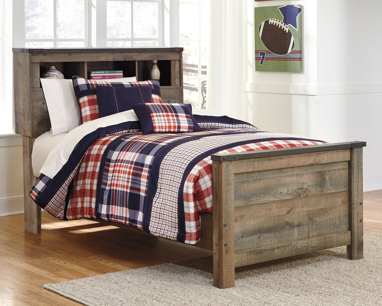 Trinell Brown Twin Bookcase Bed- Viva Furn