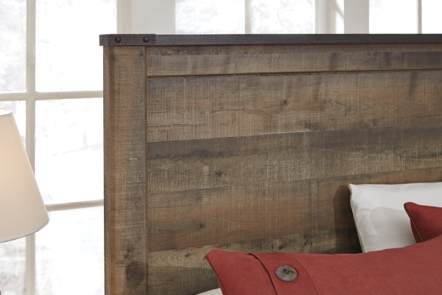 Trinell Brown Twin Panel Bed with 1 Large Storage Drawer- Viva Furn