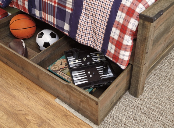 Trinell Brown Twin Panel Bed with 1 Large Storage Drawer- Viva Furn
