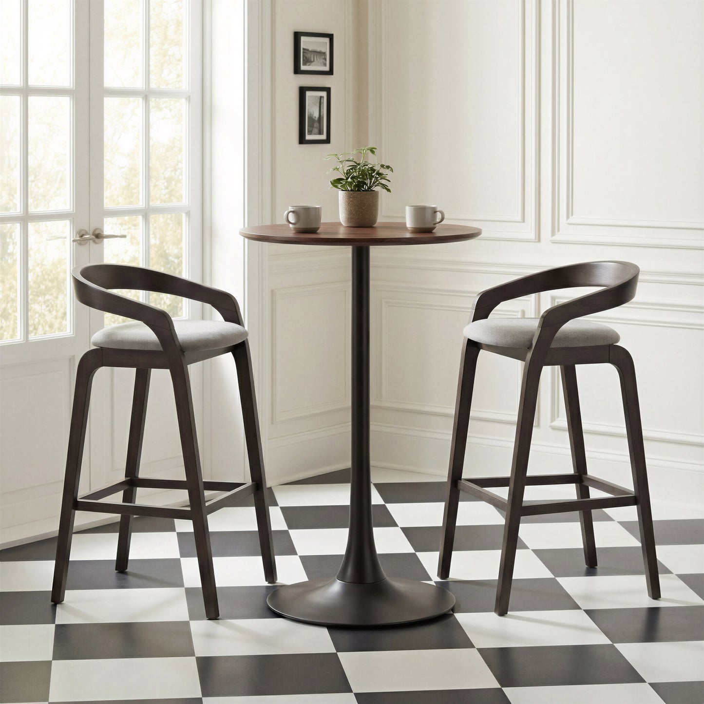 Troy Dove Gray & Espresso Barstool (Set of 2) - Ornate Home