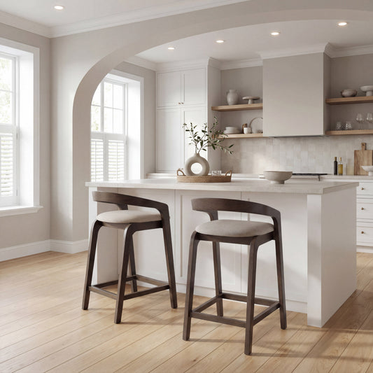 Troy Dove Gray & Espresso Counter Stool (Set of 2) - Ornate Home