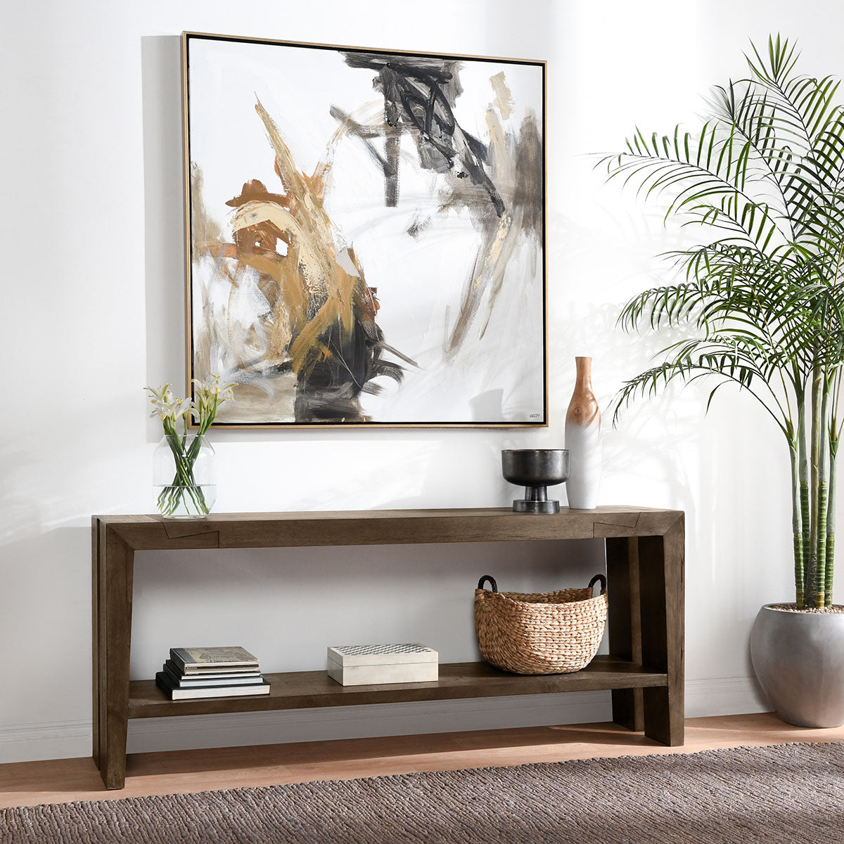 Troy Suede Brown Console Table - Ornate Home