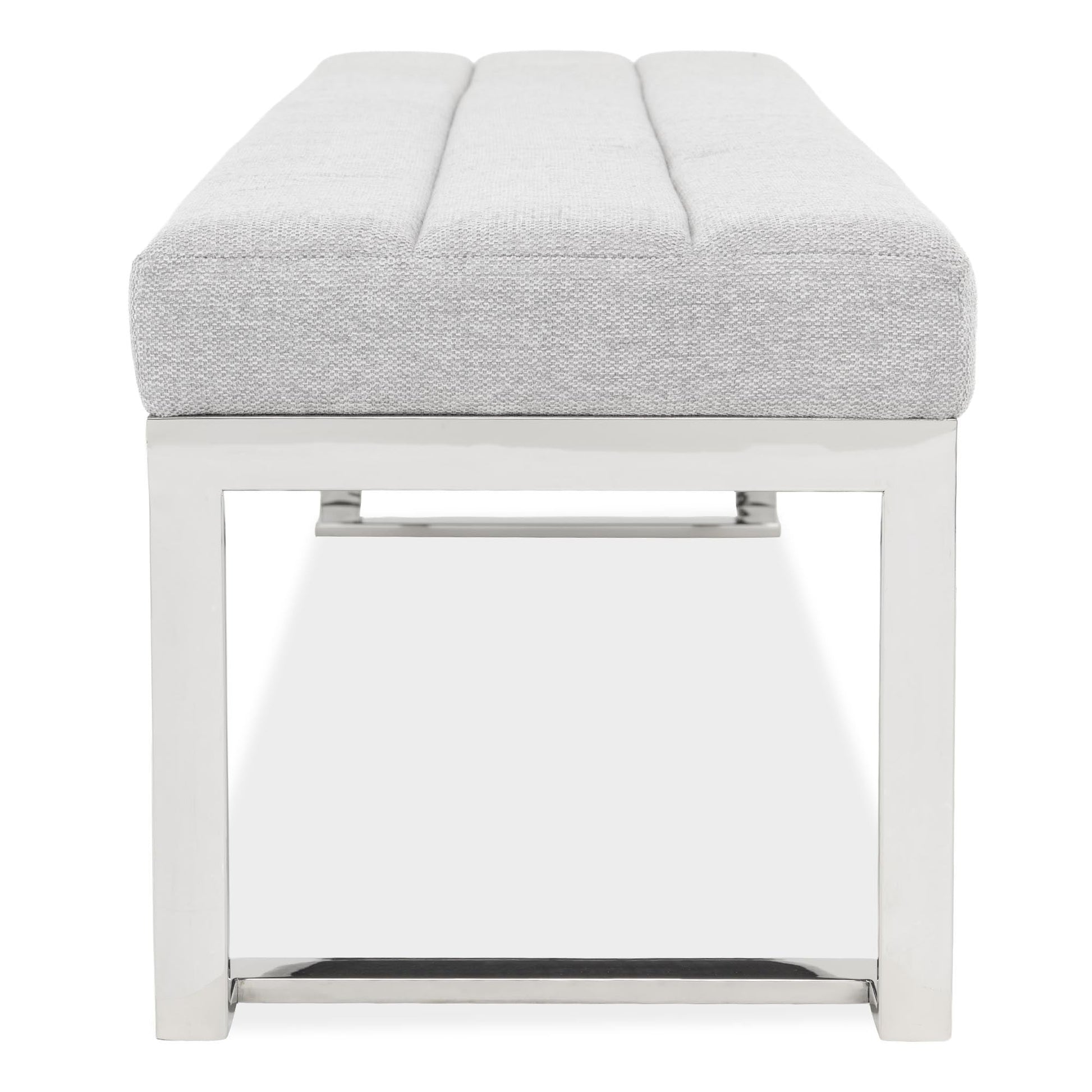 Tulip Chrome/Gray Accent Bench - Ornate Home