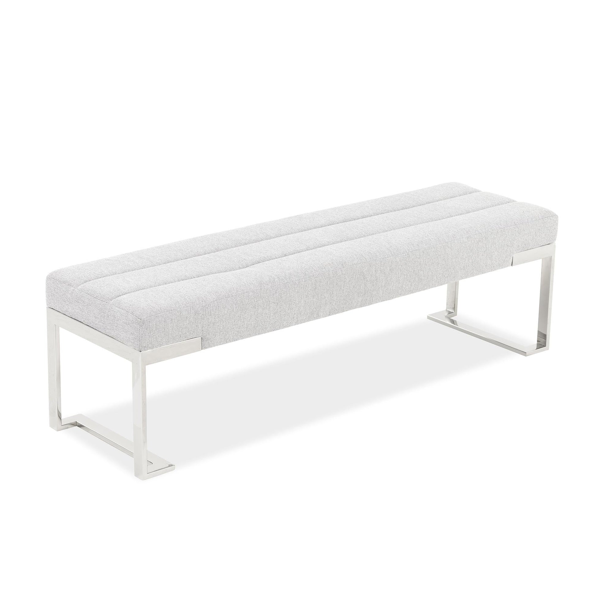 Tulip Chrome/Gray Accent Bench - Ornate Home