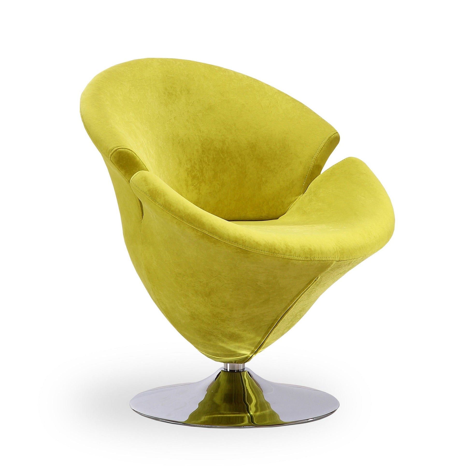 Tulip Swivel Accent Chair in Green and Polished Chrome (set of 2) - Ornate Home