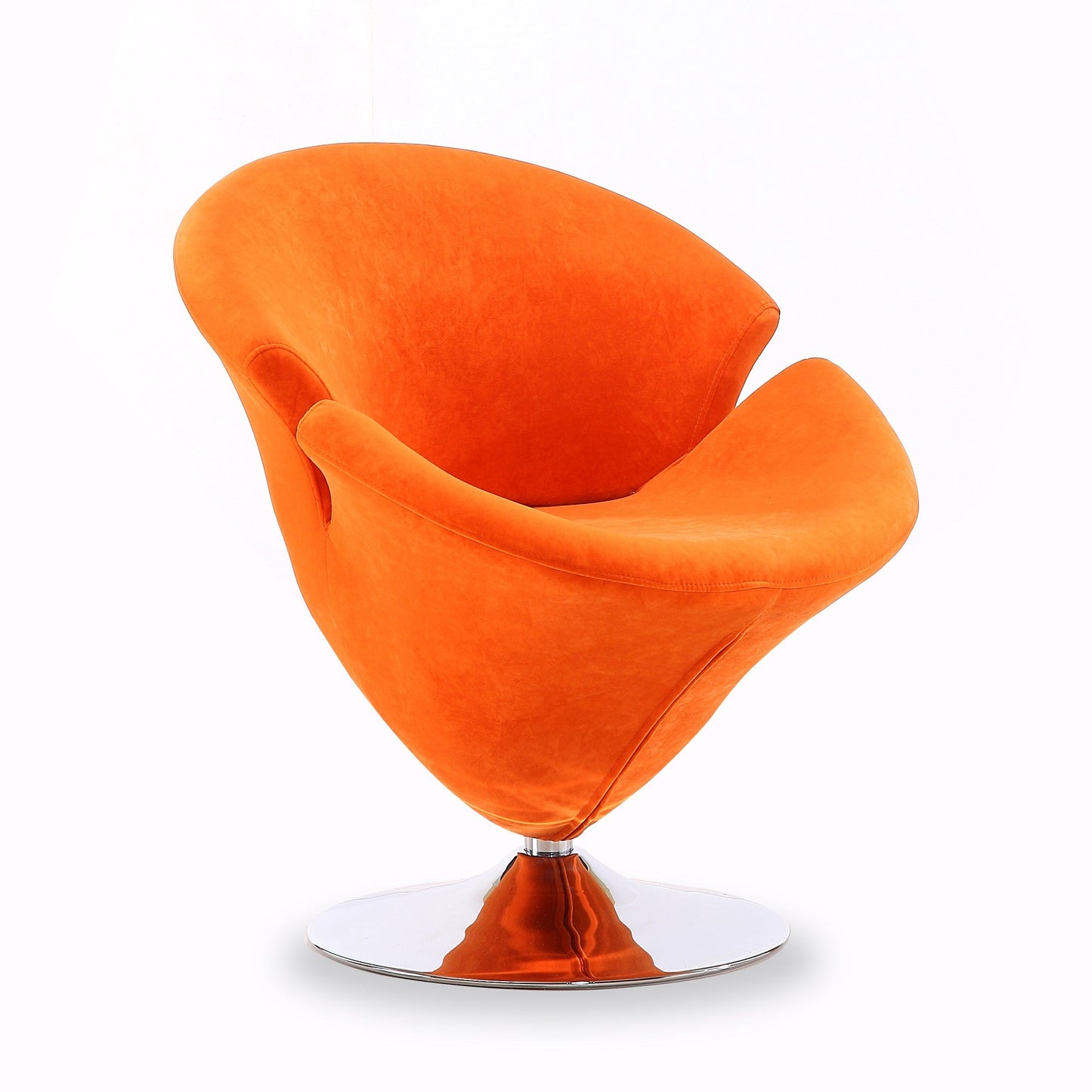 Tulip Swivel Accent Chair in Orange and Polished Chrome (set of 2) - Ornate Home