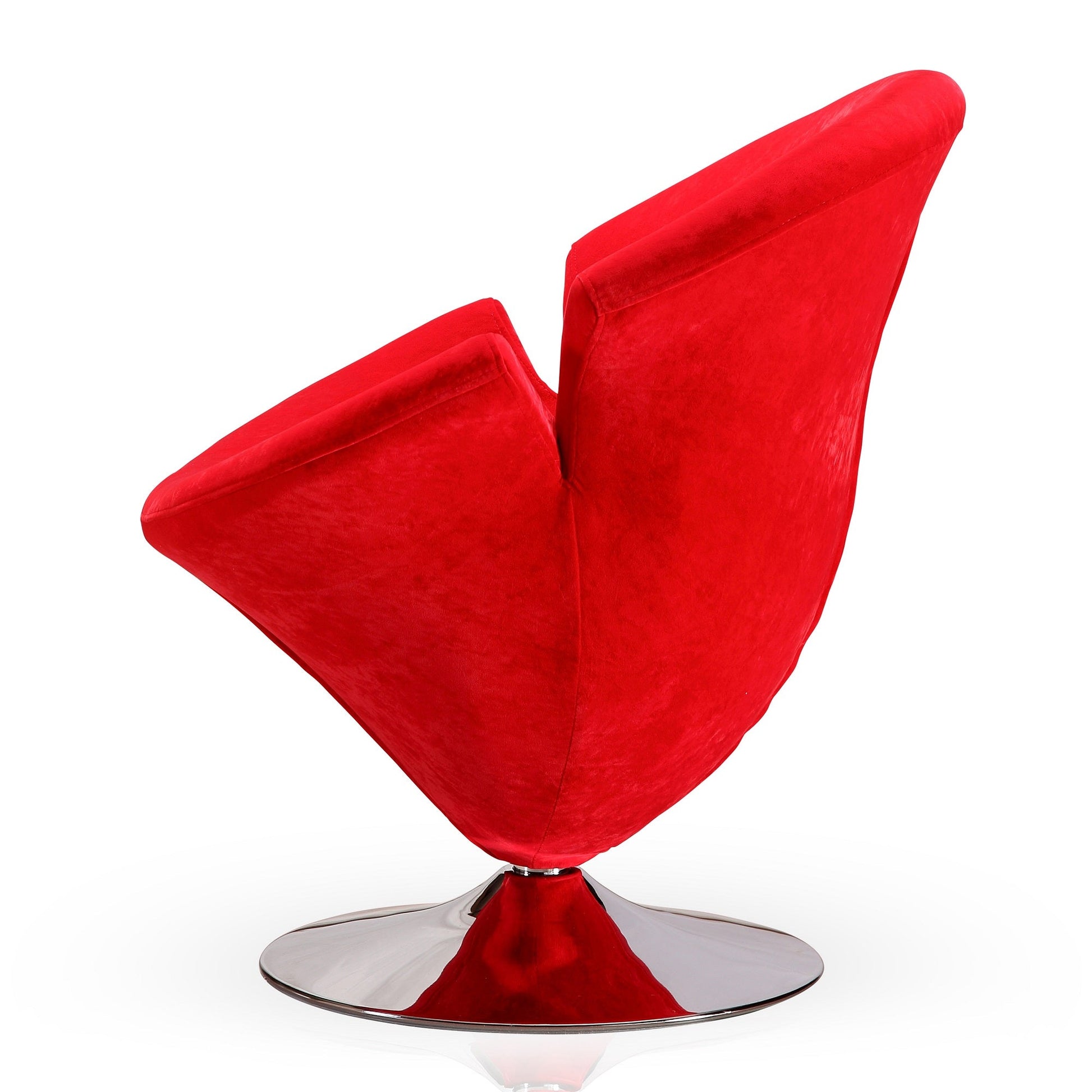 Tulip Swivel Accent Chair in Red and Polished Chrome (set of 2) - Ornate Home